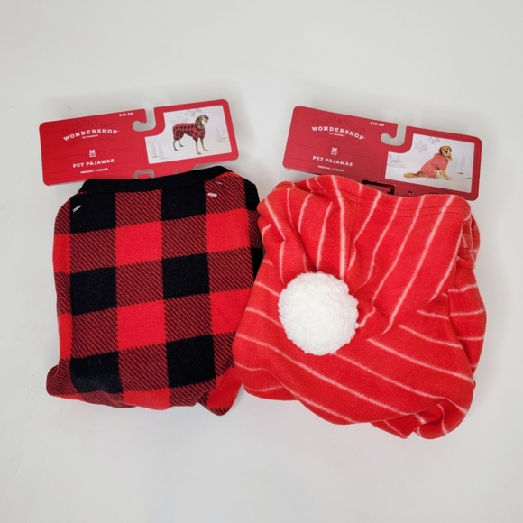 Wondershop Other - Dog Christmas Pajama Bundle #2 sz Medium Buffalo Check Red Plaid Red Striped